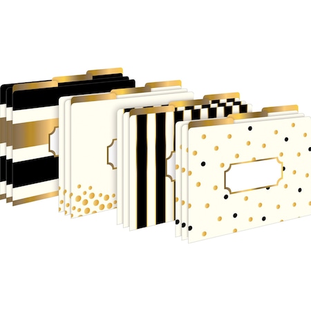 Barker Creek Gold Designer Letter-Size File Folders, Multi-Design Set, 12/Package 1337